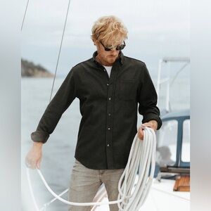 ANIAN The Melton Wool Coat Shacket NWOT Charcoal Black size Large Button Up